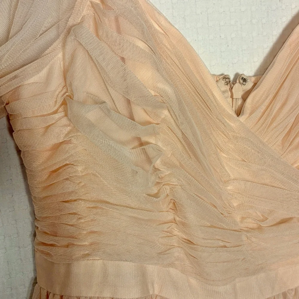 Eloquii Nabela Noor Peach Pink Tiered Puff Sleeve Glinda Style Dress Size 16 NEW - Picture 11 of 14